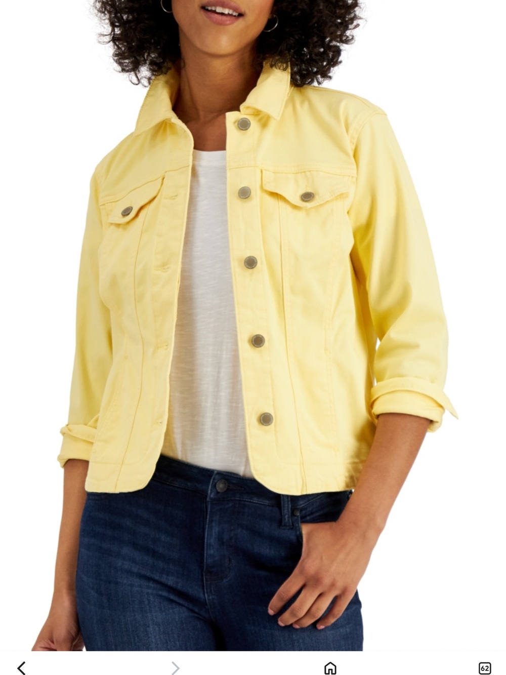 Charter Club Jean Shop Women’s Yellow Denim Jacket like new PM medium petit